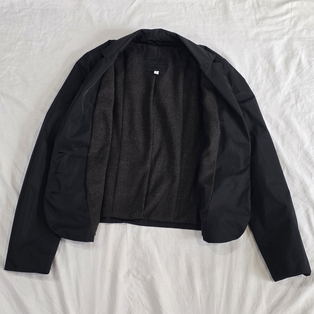 Armani Collezioni Black 2 Pocket Blazer Style Waterproof Coat w/Button Closure.6 - Picture 4 of 10